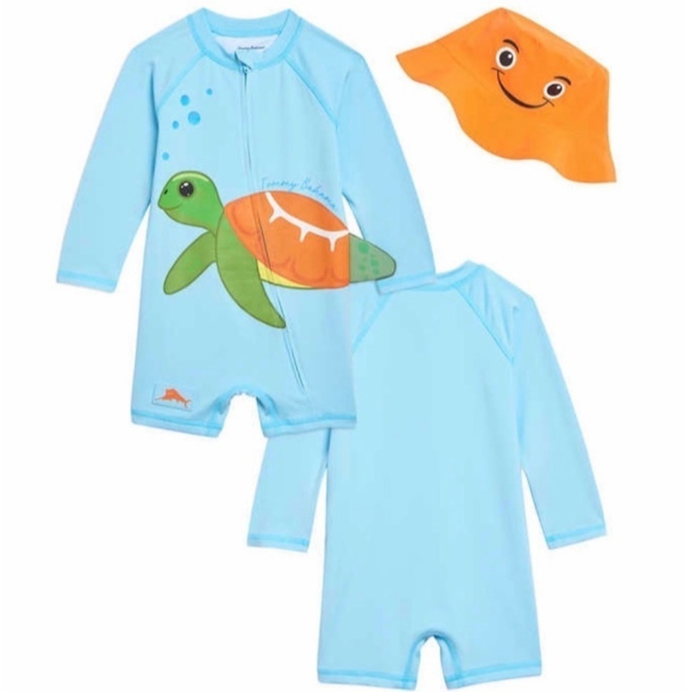 Tommy Bahama Infant Boys 2 Piece Swim Set Turtle Size 12/18 NEW - Picture 2 of 5